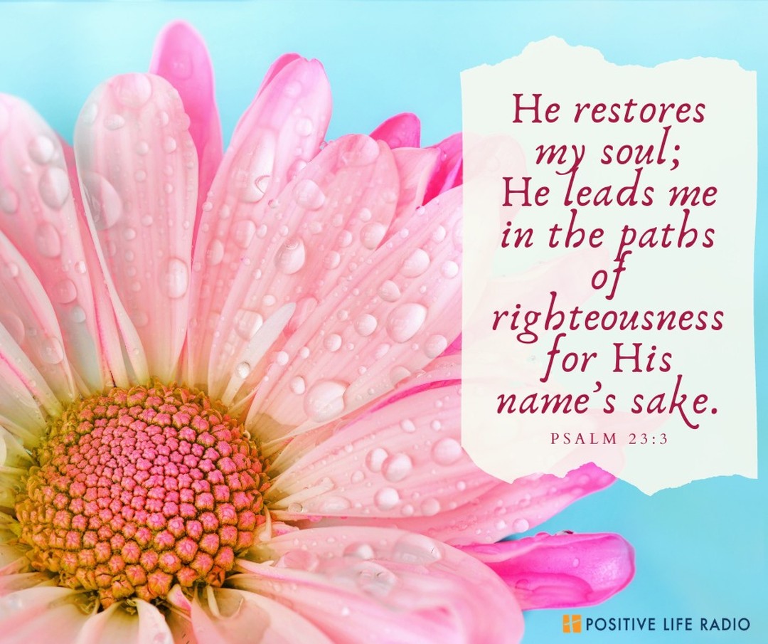 He restores my soul; He leads me in the paths of righteousness for His name's sake. - Psalm 23:3

 #Positiveliferadio #givehope